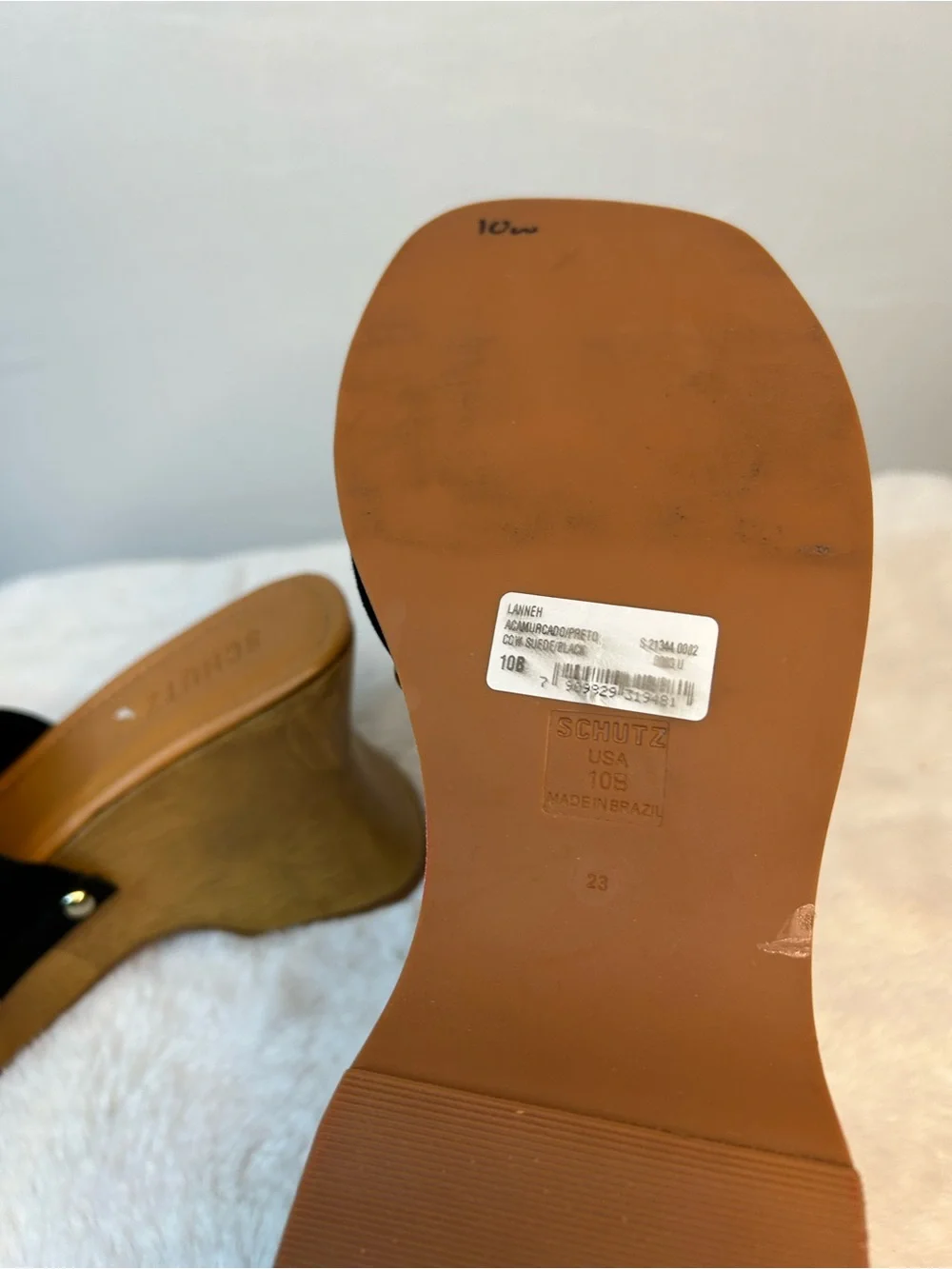 Schutz Lanneh Heeled Clogs Women's 10B Black Suede Loose Nail See Pics Easy Fix